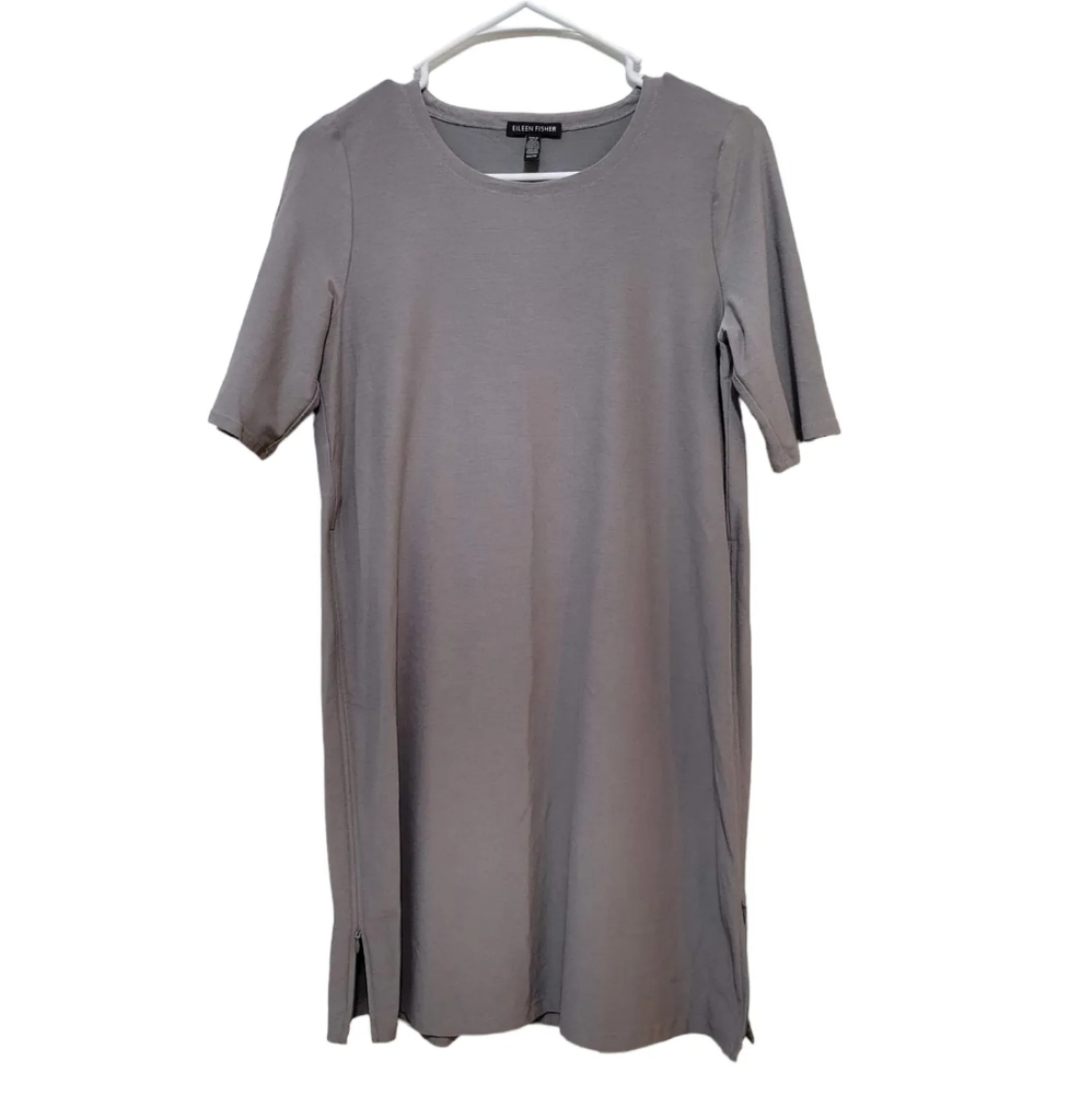 Eileen Fisher Gray Side Zip Tunic Dress Size XS